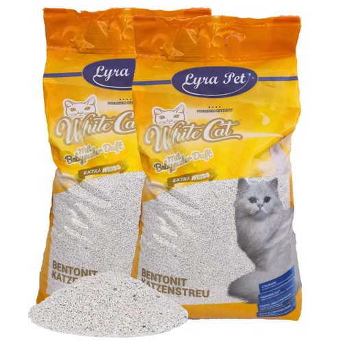 White cat katzenstreu - l,